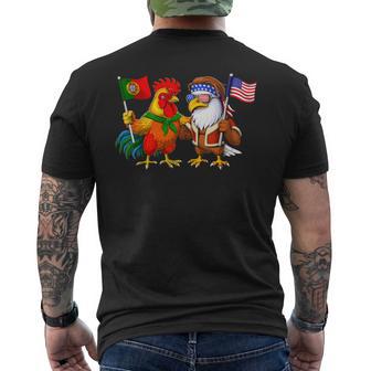 Portugal Usa Flag Portuguese Heritage American Roots Men's T-shirt Back Print - Monsterry