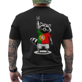 Portugiesische Flagge Waschbär Lustig Portugal T-Shirt mit Rückendruck - Seseable