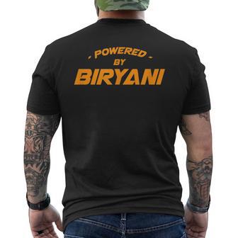 Powered By Biryani グルメ ビリヤニ 食品愛好家 ベリアーニ メンズTシャツ バックプリント - Kawaiitshirt