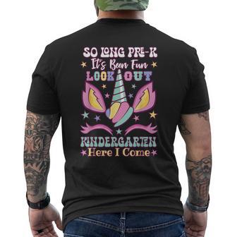Preschool Graduation So Long Prek Hello Kindergarten Unicorn Men's T-shirt Back Print - Thegiftio