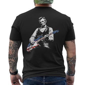 President Abraham Lincoln Playing Rock Guitar Abe Lincoln Men's T-shirt Back Print | Mazezy