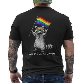 We Pride At Dawn Cute Lgbtq Raccoon Pride Flag Pride Month Men's T-shirt Back Print - Thegiftio UK