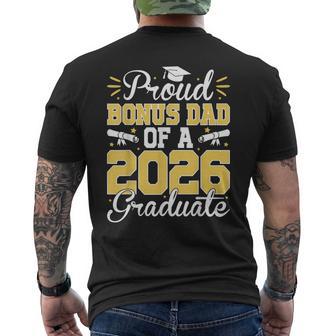 Proud Bonus Dad Of A 2026 Graduate Senior Stepdad Graduation Men's T-shirt Back Print - Thegiftio UK