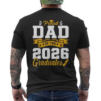 Proud Dad Of Two 2026 Graduates Class Graduation Men's T-shirt Back Print | Mazezy