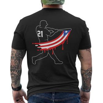 Puerto Rico 21 Baseball Silhouette Player Puerto Rican Flag Men's T-shirt Back Print - Thegiftio UK