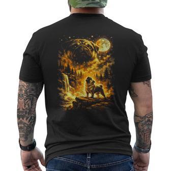 Pug Howling At Moon Men's T-shirt Back Print - Thegiftio UK