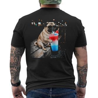 Pug Patriotic Slushie Graphic Pug Drinking Slushie Dog Meme Men's T-shirt Back Print - Thegiftio UK