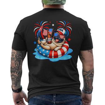 Pug Sunglasses Drinking Beer Relaxing 4Th Of July Owner Men's T-shirt Back Print - Thegiftio UK