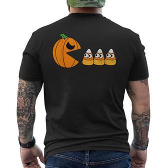 Pumpkin Eating Candy Gamer Halloween Gaming Game Boys Ns Men's T-shirt Back Print - Monsterry