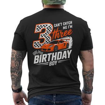 Race Car Racing 3Rd Birthday Can’T Catch Me I'm 3 Bday Boy Men's T-shirt Back Print - Thegiftio UK