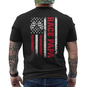 Race Papa Us Flag Racing Papa Of A Racer Papa Men's T-shirt Back Print - Monsterry UK