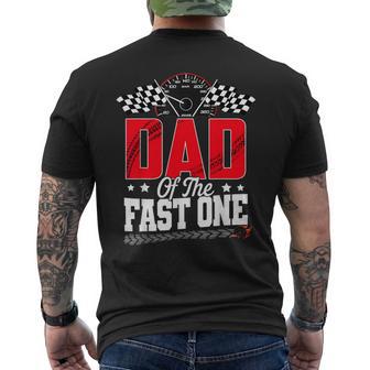 Racing Car Family Dad Of The Fast One 1St Birthday Boy Men's T-shirt Back Print - Thegiftio UK