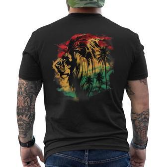Rasta Reggae Lion Rastafarian Roots Lion Of Judah Jamaica Men's T-shirt Back Print - Thegiftio UK