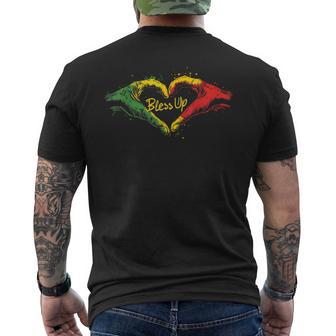 Rasta Reggae Music Jah Bless Up Hand Heart Rastafari Men's T-shirt Back Print - Thegiftio UK