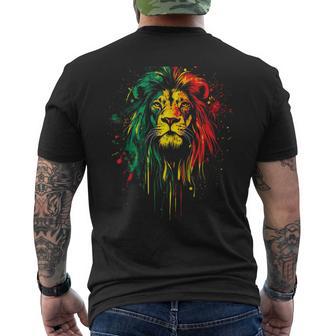 Rasta Reggae Music Lion Of Judah Jamaican Pride Jamaica Men's T-shirt Back Print - Thegiftio UK
