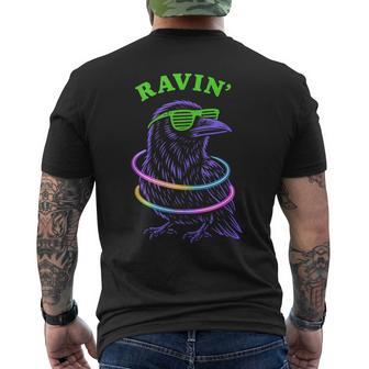 Ravin Raven Edm Techno Party Raver Psychedelic Halloween Men's T-shirt Back Print - Thegiftio UK