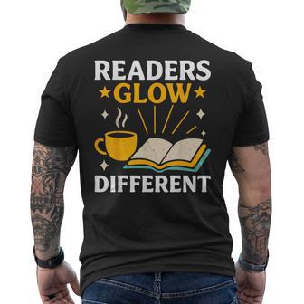 Readers Glow Different Book Lover Reading Men's T-shirt Back Print - Thegiftio