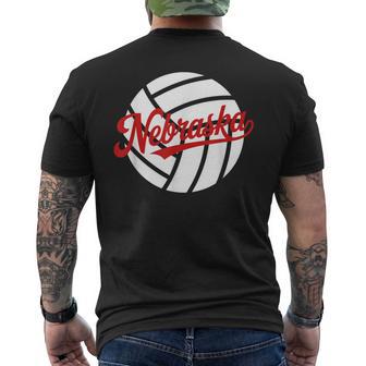 Red Nebraska Volleyball Ball Men's T-shirt Back Print - Thegiftio