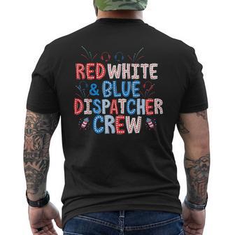 Red White Blue 911 Dispatcher Crew Us Flag 4Th July Police Men's T-shirt Back Print - Thegiftio UK