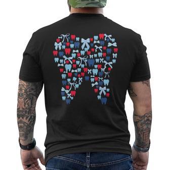 Red White Blue Coquette Bow Th Dental Squad 4Th Of July Men's T-shirt Back Print | Mazezy