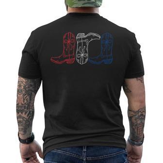 Red White Blue Cowgirl Boots 4Th Of July Western Retro Boots Men's T-shirt Back Print - Thegiftio UK
