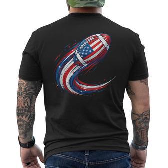 Red White And Blue Football Patriotic Fourth Of July Boys Men's T-shirt Back Print - Thegiftio UK