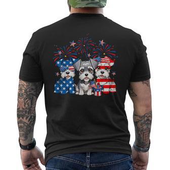 Red White Blue Schnauzer Dog Lovers Usa Flag 4Th Of July Men's T-shirt Back Print - Thegiftio UK