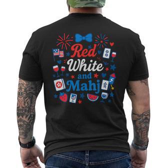 Red White And Mahjong 4Th Of July Patriotic Tiles Set Game Men's T-shirt Back Print - Thegiftio UK