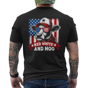 Red White And Moo 4Th Of July Men's T-shirt Back Print - Thegiftio UK