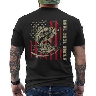 Reel Cool Uncle Fishing Vintage American Flag Men's Men's T-shirt Back Print - Monsterry UK