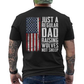 Regular Dad Raising Wolves Not Sheep Fathers Day On Back Men's T-shirt Back Print - Thegiftio UK
