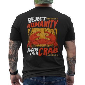Reject Humanity Evolve Into Crab Horror Crab Meme Men's T-shirt Back Print - Thegiftio UK