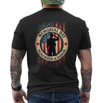 Remember & Honor Partiotic Veterans Memorial Day Men's T-shirt Back Print - Monsterry