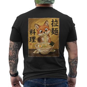 Renard Mignon Mangeant Des Nouilles Ramen Drôles Japon T-shirt imprimé au dos - Cadeauxyz