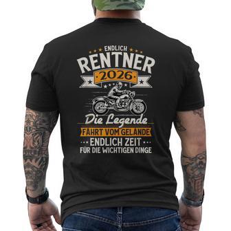 Rentner 2026 Geschenk Mann Biker Rente Ruhestand Lustig T-Shirt mit Rückendruck - Seseable