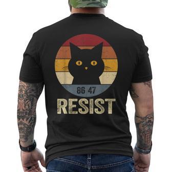 Resist Anti Trump Retro Resist Anti Trump Cat 86 47 Men's T-shirt Back Print - Monsterry