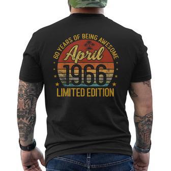 Retro Abril 1966 Edición Limitada 60 Años 60 Cumpleaños Camiseta Hombre Estampado Espalda - Regaloses