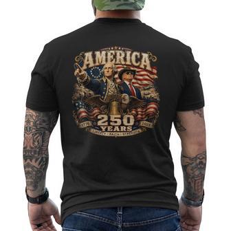 Retro America Washington Trump 1776 2026 250 Years Us Flag Men's T-shirt Back Print - Thegiftio UK
