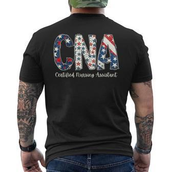 Retro Cna Certified Nursing Assistant Us Flag 4Th Of July Men's T-shirt Back Print - Thegiftio UK