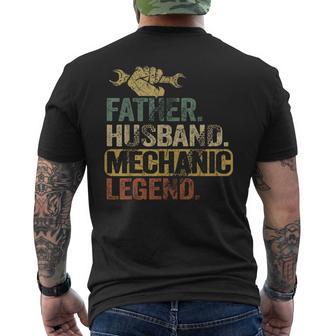 Retro Father Husband Mechanic Legend Mechanic Cars Men's T-shirt Back Print - Thegiftio UK