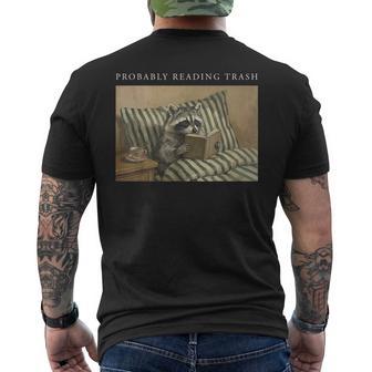 Retro Probably Reading Trash Racoon Bookworms Teachers Men's T-shirt Back Print - Thegiftio UK