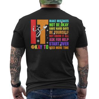Retro It's Okay To Make Mistakes Be Yourself Mental Health Men's T-shirt Back Print - Thegiftio UK