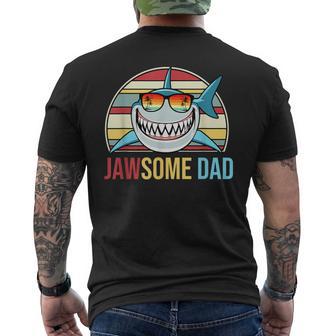 Retro Jawsome Dad Shark Fathers Day Family Daddy Papa Men's T-shirt Back Print - Thegiftio UK