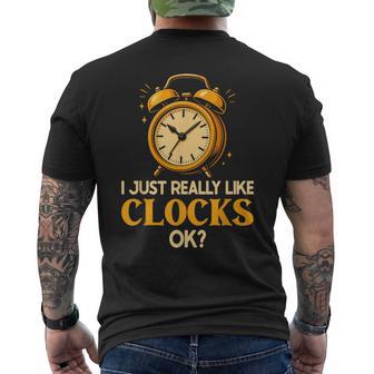 Retro I Just Really Like Clocks Ok Clock Lover Men's T-shirt Back Print - Thegiftio UK