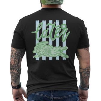 Retro Striped Everyday Later Gator Alligator Summer Coastal Men's T-shirt Back Print - Monsterry