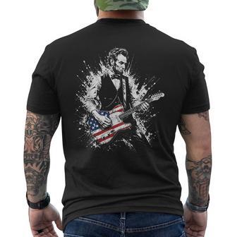 Retro Vintage Abraham Lincoln Abe Lincoln Playing Guitar Men Men's T-shirt Back Print - Monsterry