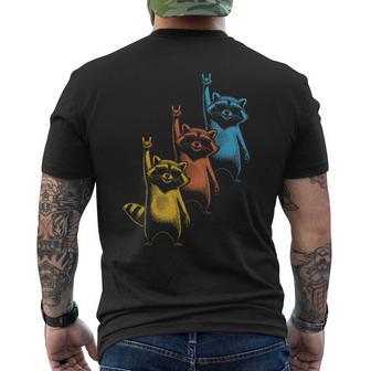 Retro Waschbär Rock Musik Geschenk Rock Festival Lustiger Waschbär T-Shirt mit Rückendruck - Seseable