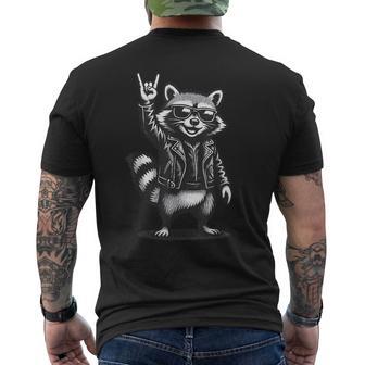 Retro Waschbär Rock Musik Geschenk Lustiger Wachbär Racoon T-Shirt mit Rückendruck - Seseable