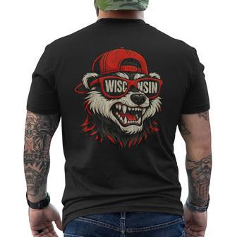 Retro Wisconsin Wi Vintage Athletic Sports Men's T-shirt Back Print - Monsterry