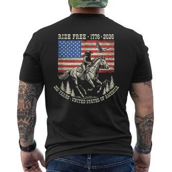Ride Free 1776 2026 Usa 250Th Anniversary Patriotic Cowboy Men's T-shirt Back Print - Thegiftio UK